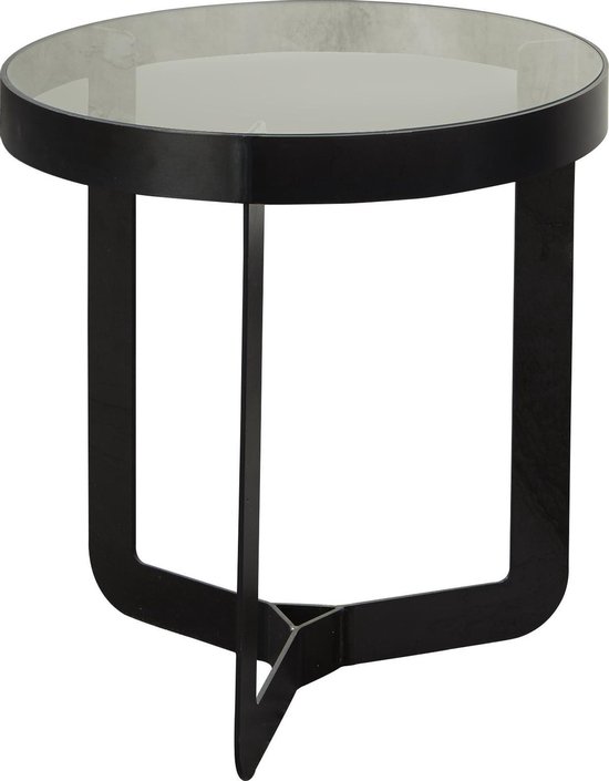 Spinder Design Dougals 1 Bijzettafel ø 46x50 - Blacksmith/Transparant Glas