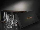 Coffret cadeau exclusif Glencairn | 4x verre à whisky | Série coupée / incisée | Cristal | Handgemaakt en Ecosse | Emballage cadeau