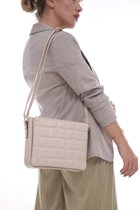 FUME London Dames Schoudertas met vele Vakken - Beige - FB3014