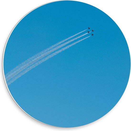 Forex Wandcirkel - Straaljagers hoog in de Lucht - 30x30cm Foto op Wandcirkel (met ophangsysteem)