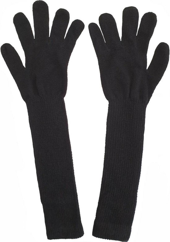 Lange zwarte dames handschoenen van acryl kleur zwart | bol.com