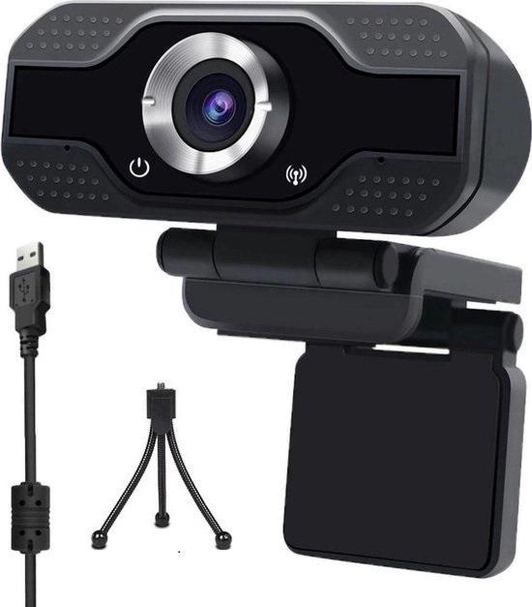 Webcam met een Statief voor PC - Gamen - Verstelbare lens - Microfoon -Webcam - met USB - Full HD 1080P - Camera - Thuiswerken - voor Windows en Mac