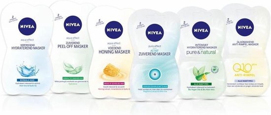 NIVEA Pure & Natural Intensief Hydraterend Masker - 2 x 7,5 ml - Gezichtsmasker - NIVEA