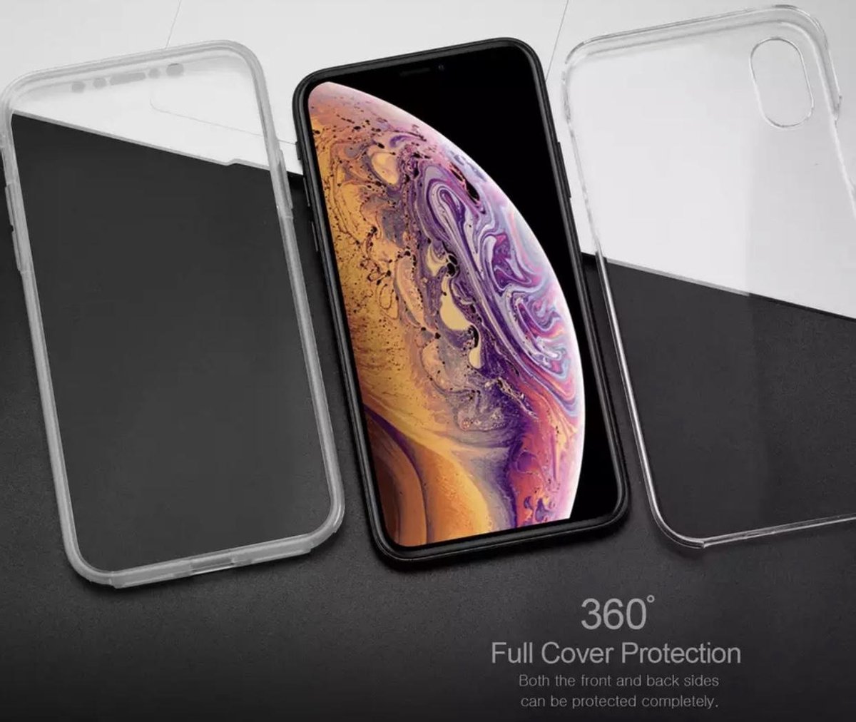 Apple iPhone Xs Max Dual TPU Case transparant 360° Graden. Optimale Siliconen bescherming Voor- en Achterkant (2 in 1) - HiCHiCO