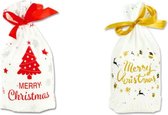 Kerst Cadeau verpakking - Uitdeelzakjes met lint - Cadeau Versiering - Kerstboom - 4 Stuks