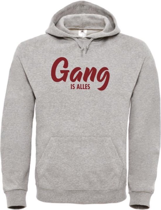 Wintersport hoodie grijs XL - Gang is alles - Bordeaux rood - soBAD. | Foute apres ski outfit | kleding | verkleedkleren | wintersporttruien | wintersport dames en heren
