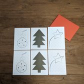Kerstkaarten A6 - kerstkaartjes - wenskaarten - feestdagenkaarten - met enveloppen - set van 6