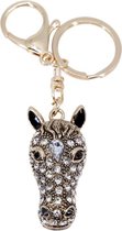 Sleutelhanger tashanger paardenhoofd goudkleurig met strass
