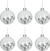 J-Line Doos Van 6 Kerstbal Rond Deco Binnen Transp 8X8,8Cm Set van 2 stuks