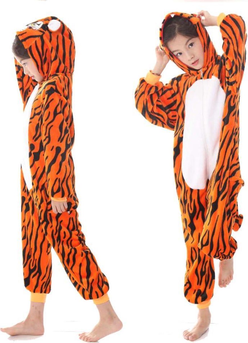Onesie tijger huispak kostuum jumpsuit pyjama kinderen 140146 (140