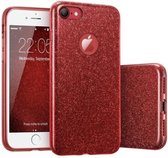 Apple iPhone 7 - iPhone 8 hoesje - Rood - Glitter - Soft TPU