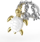 Metalmorphose Schildpad 3D Metalen Sleutelhanger - Goud en Zilver