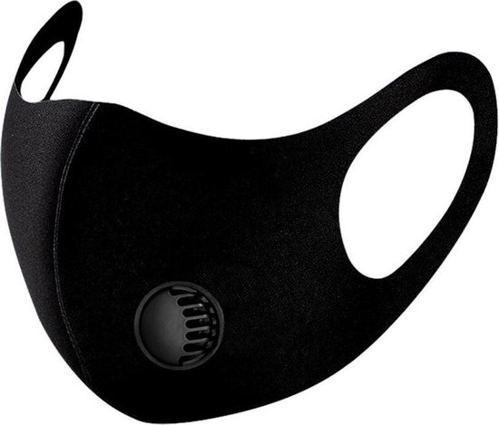 Herbruikbaar mondkapje met ventiel filter - zwart | bol.com