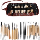 27- delige tool set + opberg etui hobby gereedschap - modelering - klei toolset