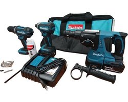 DLX3089T Combiset - DHP482 Klopboormachine + DTD153 Slagschroevendraaier + DHR243 boorhamer 18v 5,0 Ah accu (2 st) in Tas