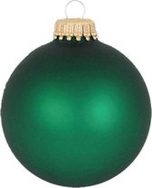 Boîte de 8 Boules de Noël 7 cm Vert Mat - couronne dorée