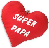 Sierkussen - Hart Super Papa - Rood - 60 Cm X 60 Cm