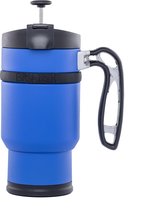 Planetary Design USA Double Shot - French press – Blauw - French press koffiemaker – cafetière – RVS – dubbelwandig - extra lang warm