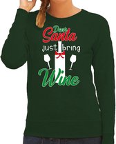 Dear Santa just bring wine drank Kerstsweater / foute Kersttrui groen voor dames - Kerstkleding / Christmas outfit M