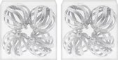 12x Zilveren open draad kerstballen met glitters kunststof 8 cm - Zilveren kerstboomversiering kerstballen