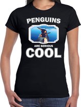 Dieren pinguins t-shirt zwart dames - penguins are serious cool shirt - cadeau t-shirt pinguin/ pinguins liefhebber M