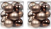 24x Elegant Lounge mix bruin tinten glazen kerstballen 8 cm - glans en mat - Kerstboomversiering mix bruin/champagne/goud