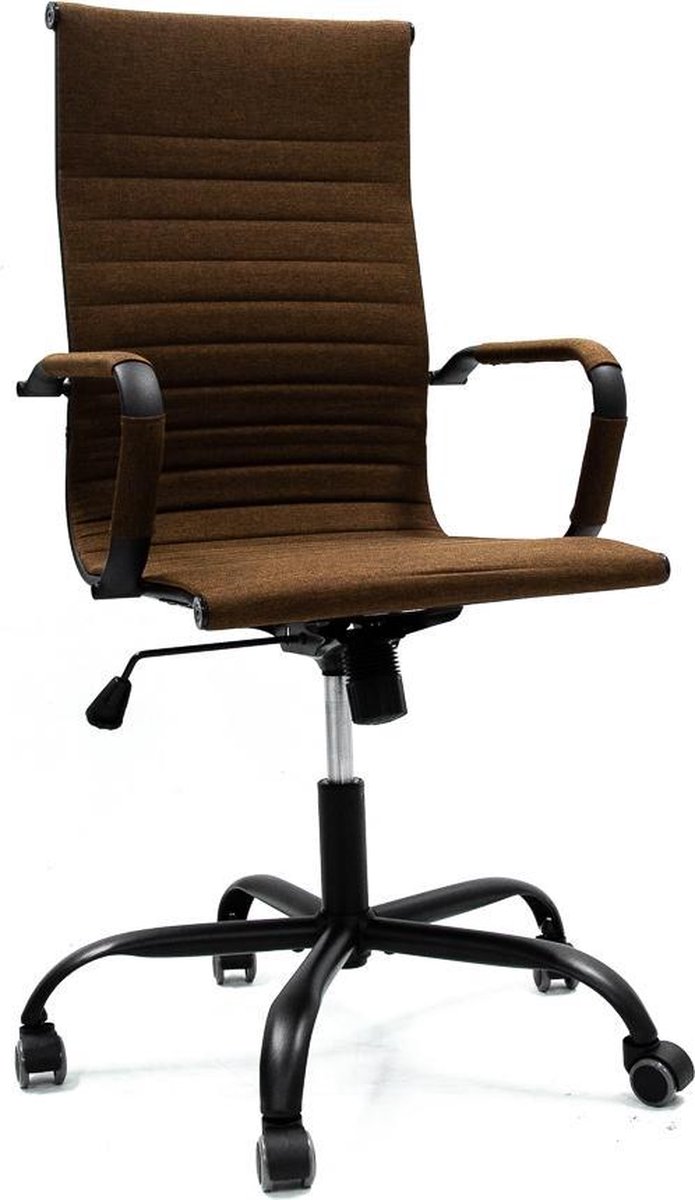 Breazz Manhattan High Fabric - Bureaustoel - Bruin stoffen zitting - Zwart  onderstel | bol.com
