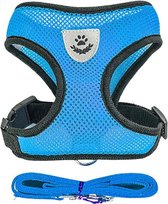 Luxyana® Honden Tuigje - XS - 25-28cm - Geschikt voor Pups en Kleine Katten - Easy Step-in Hondenharnas - Inclusief Bijpassend Riempje - Blauw