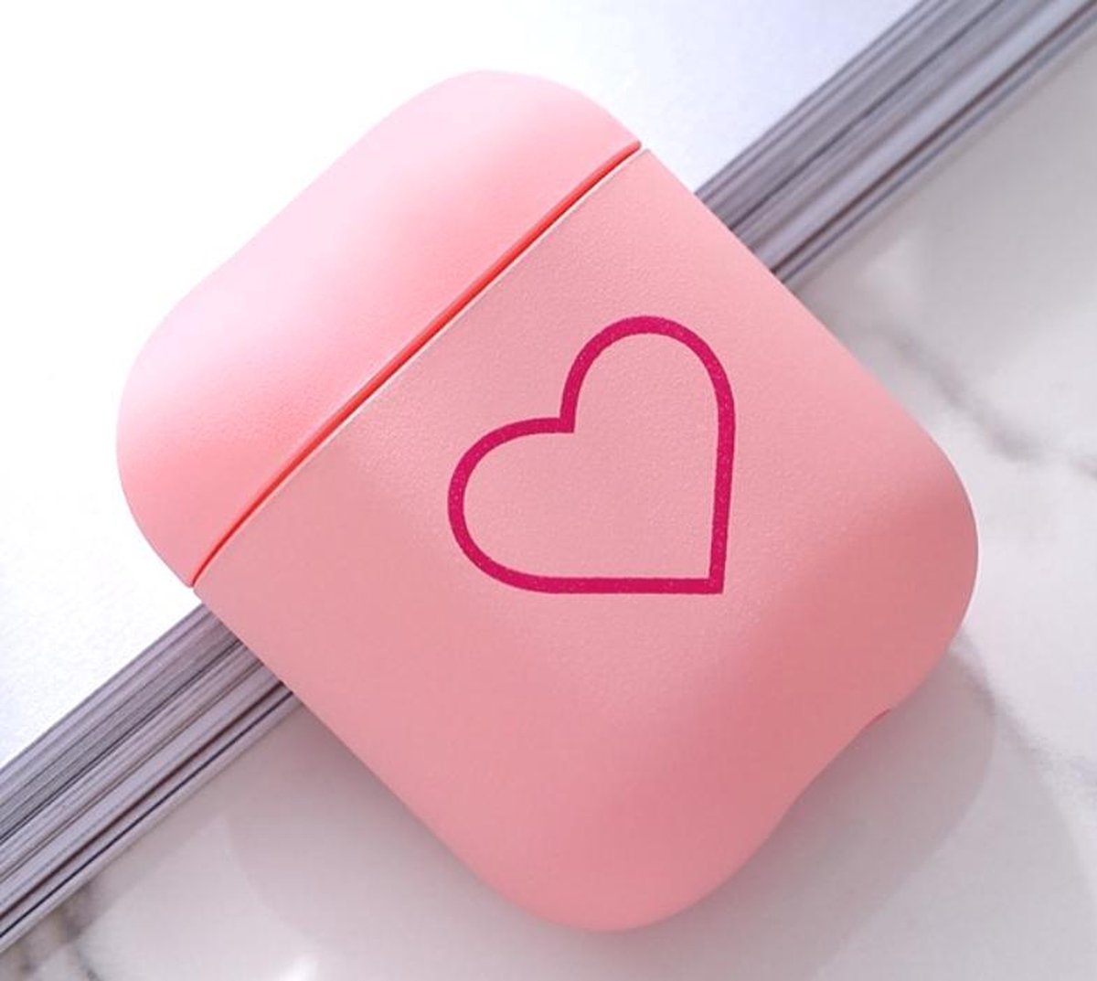 AirPods 2 hoesje roze hartje – stevig, schokbestendig, draadloos opladen, ook voor AirPods 1 case - Afbeelding 2