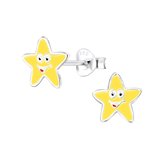 Joy|S - Zilveren ster oorbellen geel - zeester
