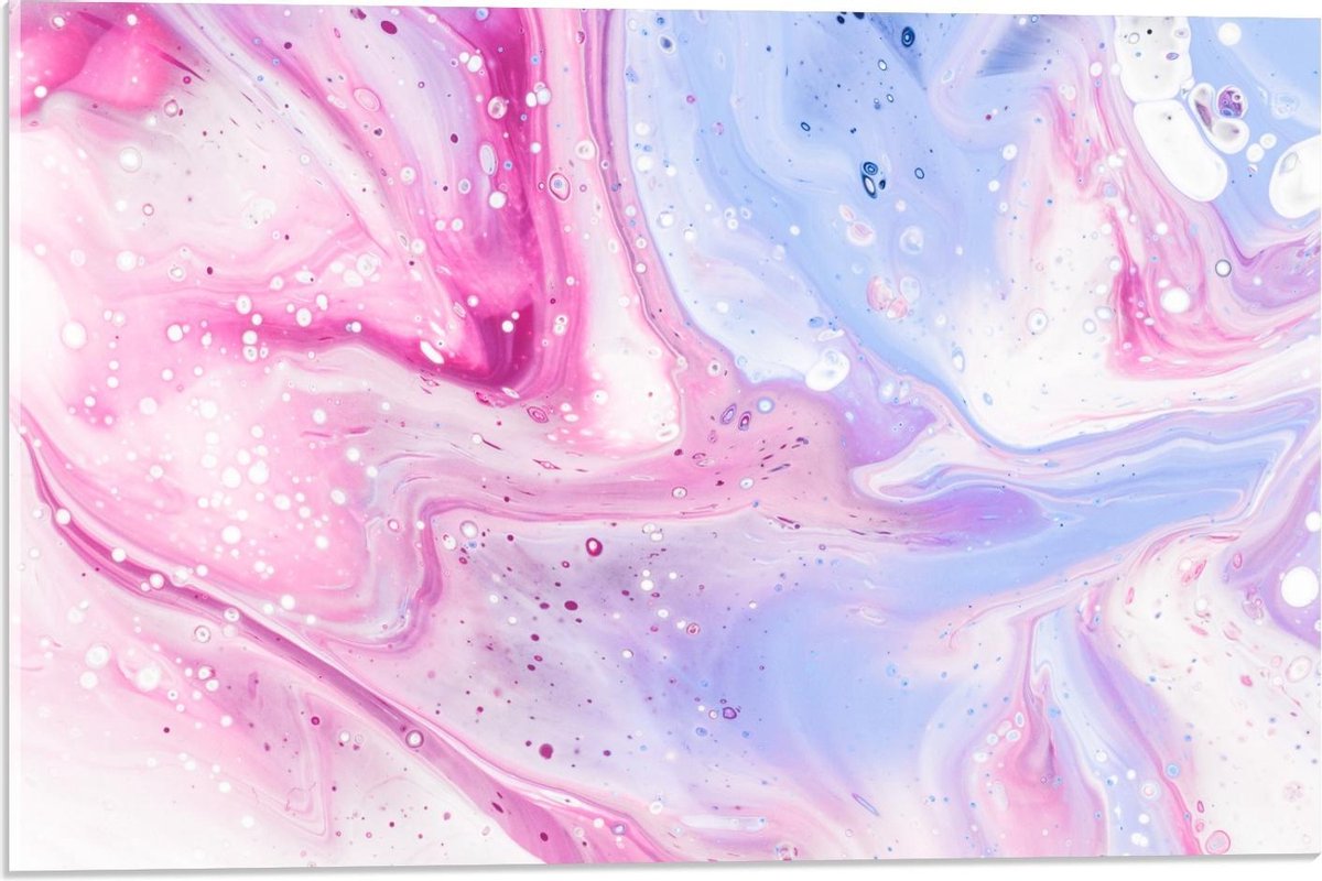 Acrylglas - Roze/Blauwe Pastelverf - 60x40cm Foto op Acrylglas (Met Ophangsysteem)
