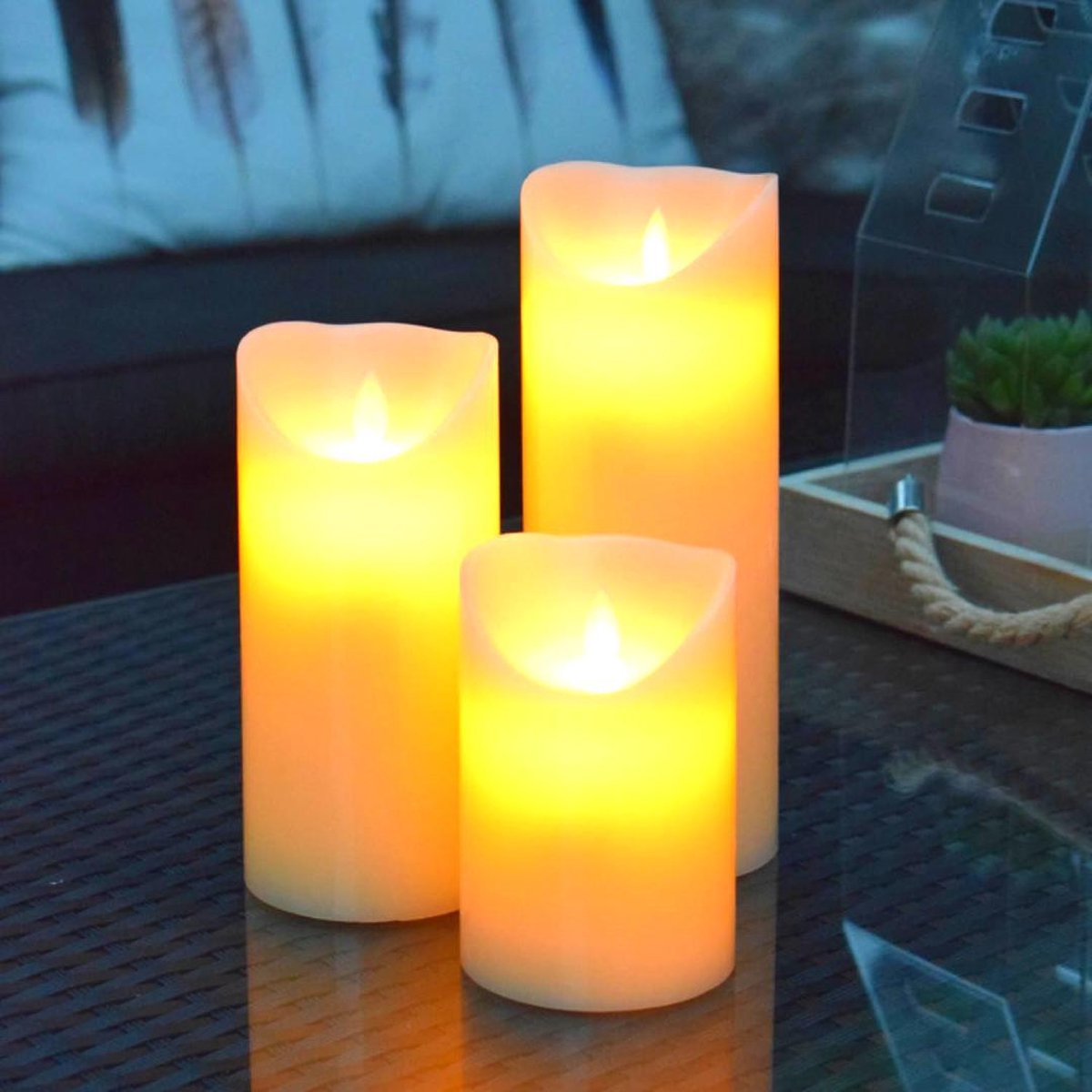 Kaarsen Set Met Afstandsbediening - LED wax kaarsen - Kaarsenset - Elektrische Kaarsen Op Batterij - 3 Stuks - LifeShop