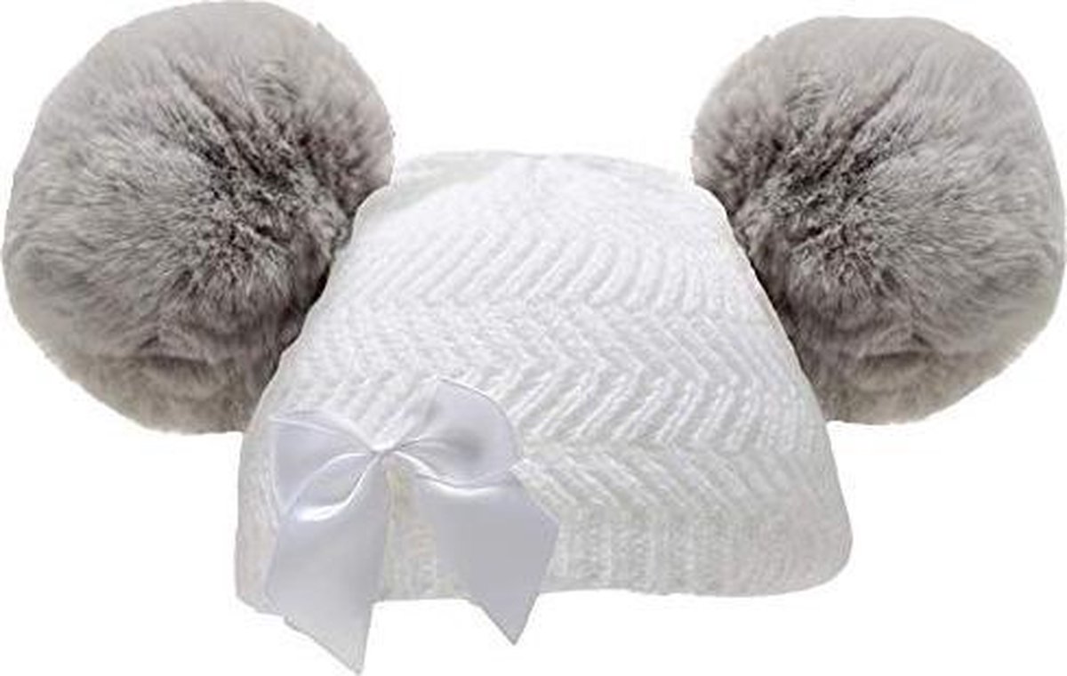 Soft Touch Babymuts Met Strikje Meisjes Acryl Wit Maat S