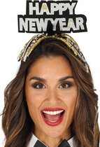 Fiestas Guirca Haarband Happy New Year Papier/vilt Zilver