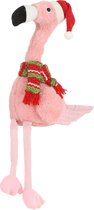 House Of Seasons Flamingo Groene Sjaal 19 X 16 X 56 Cm Pluche Roze