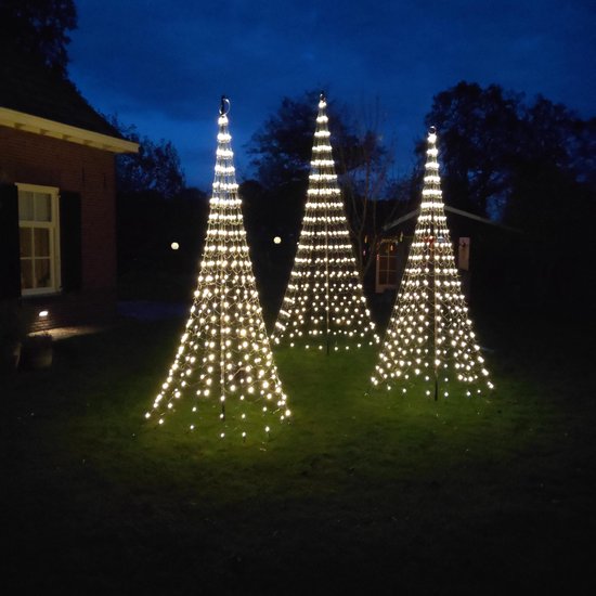 Vlaggenmast Kerstboomverlichting - 4 meter - 432 LED - Warm wit - Incl. mast - Montejaur
