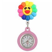 Fako® - Verpleegstershorloge - Zusterhorloge - 3D Roller - Bloem Regenboog