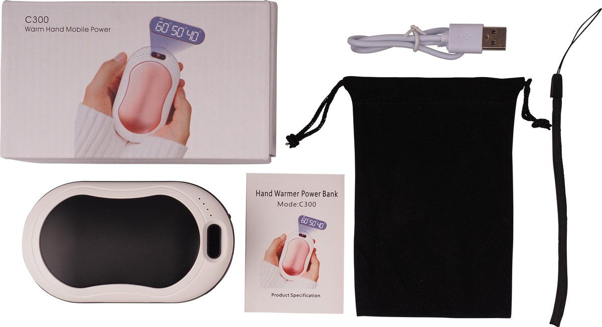 Hand Warmer, 10,000 mAh Reusable Power Banks with 3 Adjustable Heating Modes, Rechargeable Hand Warmer with LED Display, USB Pocket Warmer, Warm Gift for Children, Women and Men