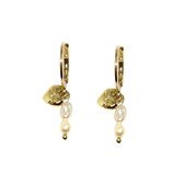 pearl & heart earrings - goud