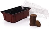 GreatTrade Mini Kweekbak 8 - Inclusief 8 kokostabletten - Kweekbak met Deksel – 19 x 11 x 11 - Compacte Moestuin - Bruin