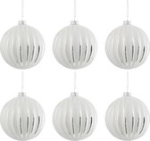 J-Line Doos Van 6 Kerstbal Line Glas Antiek Zilver/Wit Small
