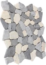 m² (11st.) Mozaïektegels, breuksteen marmer tegels wit/lichtgrijs/grijs wandtegels, vloertegels 30 x 30 cm
