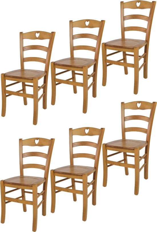 Tommychairs Cuore - Eetkamerstoelen - Set van 6 - Eikenhout