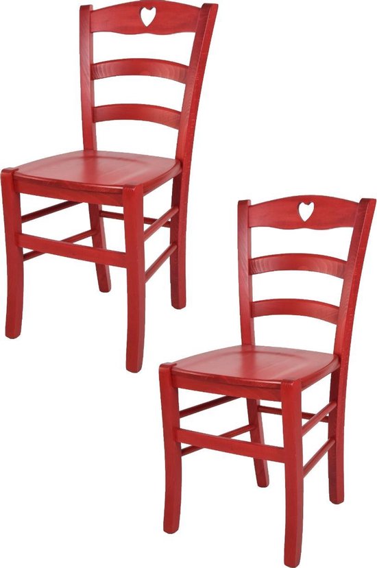 Foto: Tommychairs cuore eetkamerstoelen set van 2 rood hout