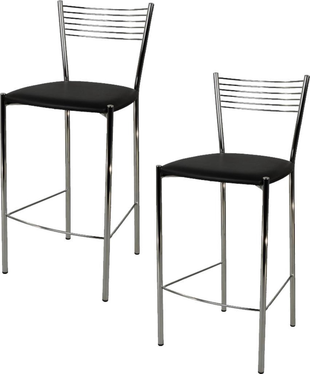 Tommychairs Elegance - Eetkamerstoelen - Set van 2 - Chroom & Zwart - Kunstleer