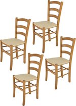 Tommychairs Venice - Eetkamerstoelen - Set van 4 - Eikenhout - Stof