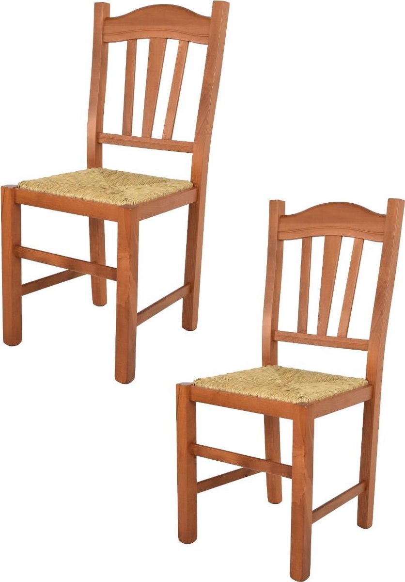 Tommychairs Silvana - Eetkamerstoelen - Set van 2 - Kersenhout - Rotan