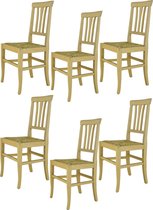 Tommychairs Aurora - Eetkamerstoelen - Set van 6 - Naturel - Rotan & Hout