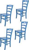 Tommychairs Cuore - Eetkamerstoelen - Set van 4 - Blauw - Hout