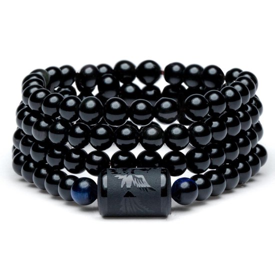 Bracelet Wrap Zentana - Obsidienne & Oeil de Tigre Bleu - Conscience -  Perles 6mm | bol